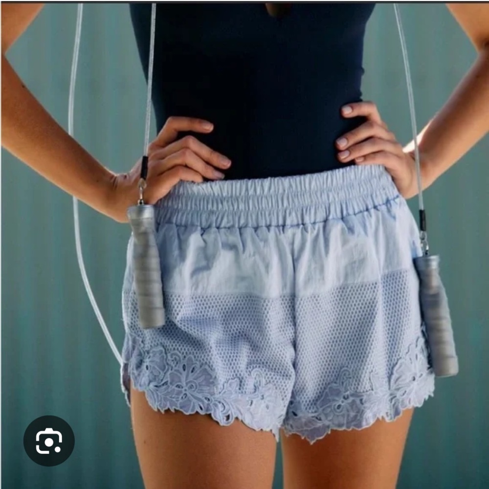 Free people thanks a bunch cutwork floral embroidered short athletic FP movement